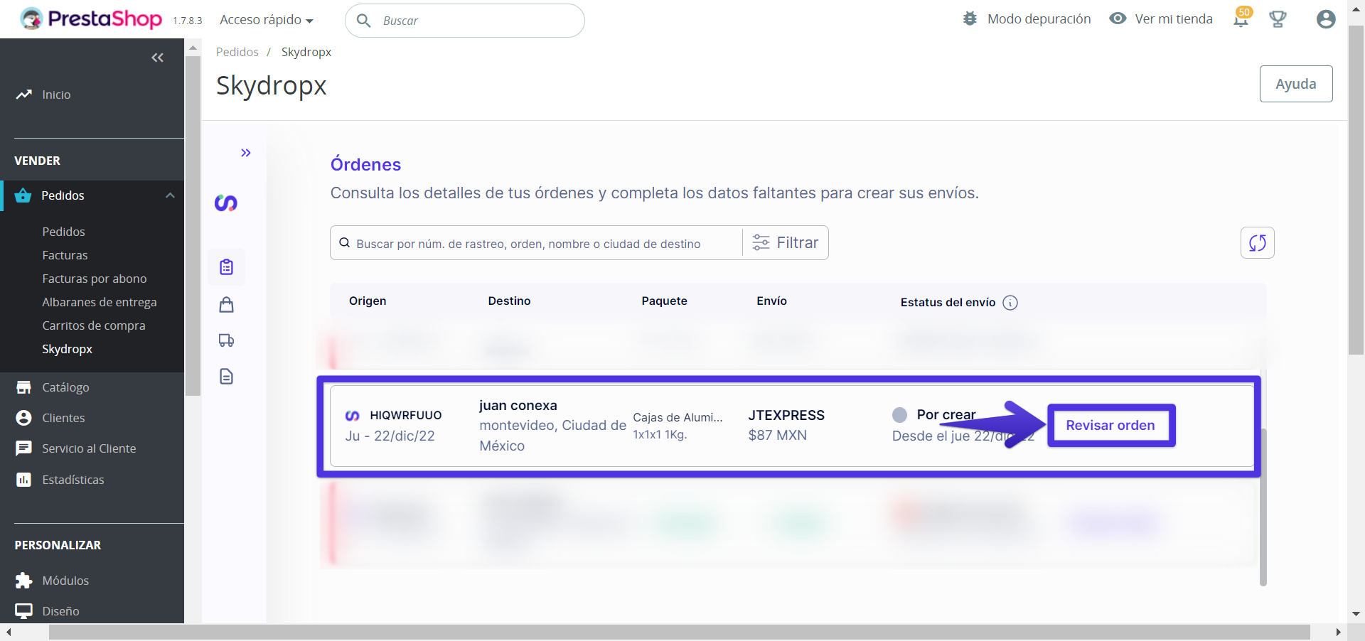 Ajustes-envio